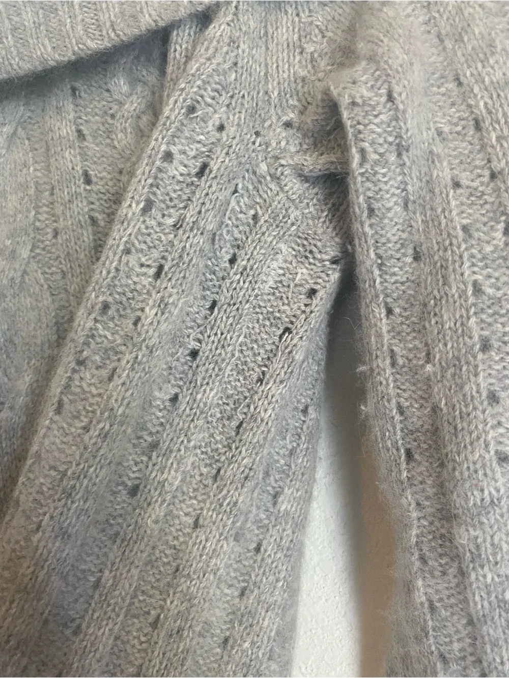 Banana Republic Grey Off-The-Shoulder Cable Knit Sweater